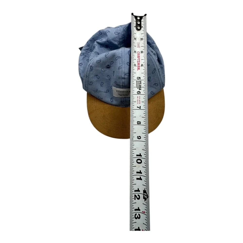 Stockholm H&M Kids‎ Blue Paisley Print Baseball Cap Tan Suede Adjustable Strap